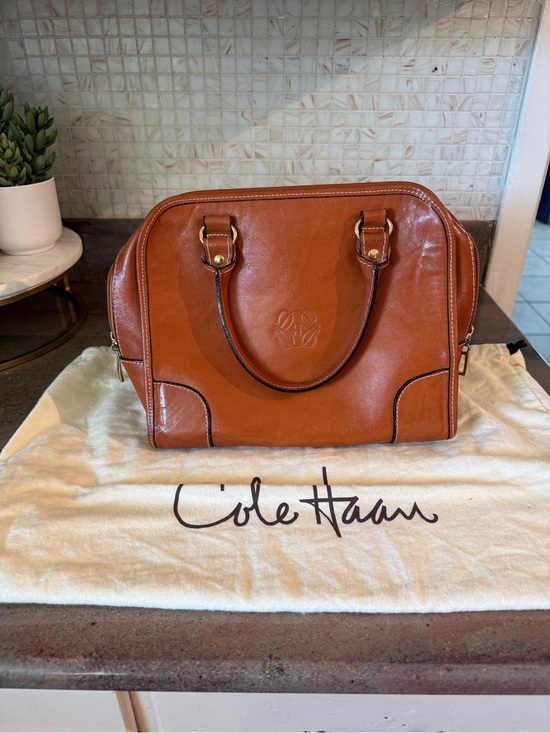 Cole Haan Handbags - Cole Haan Cognac Leather Satchel with Brass Accents